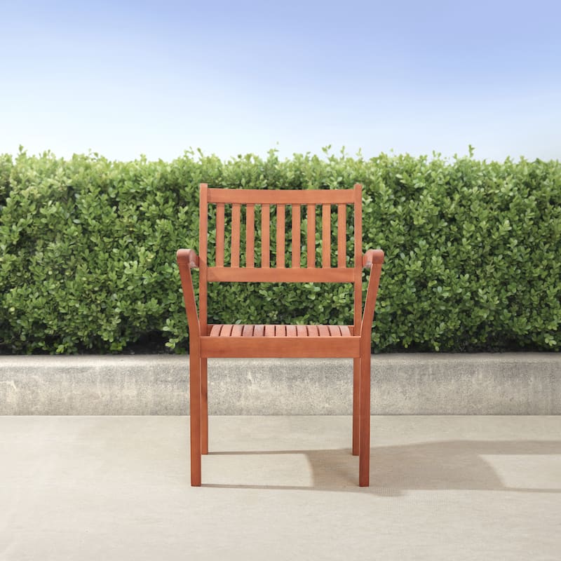 Hakan Wood Patio Curvy Legs Table and Stacking Chair Set
