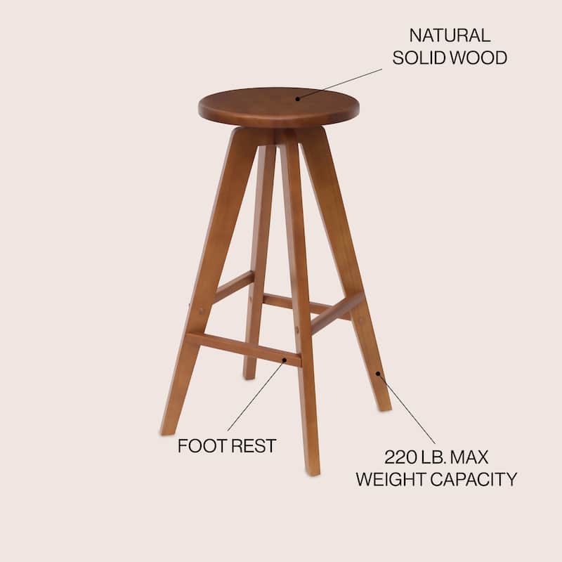 Ceren Round Solid Wood Backless Stool, By JONATHAN Y