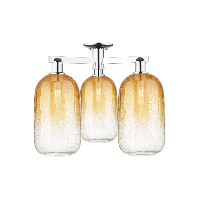 Innovations Lighting 716-3F-17-25 Brookhaven Cloche Semi-Flush - Polished Chrome / Amber