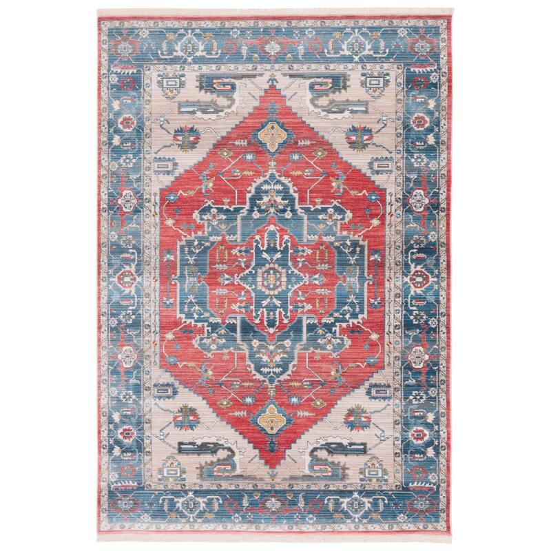 SAFAVIEH Vintage Boho Persian Harika Oriental Polyester Rug with - 4' x 6' - Red/Blue