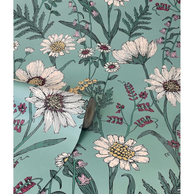 Fine Decor Arden Blue Wild Meadow Wallpaper