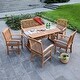preview thumbnail 12 of 12, Cambridge Casual Leon 6-Piece Teak Patio Extendable Dining Set Plantation Teak/Gray Cushion