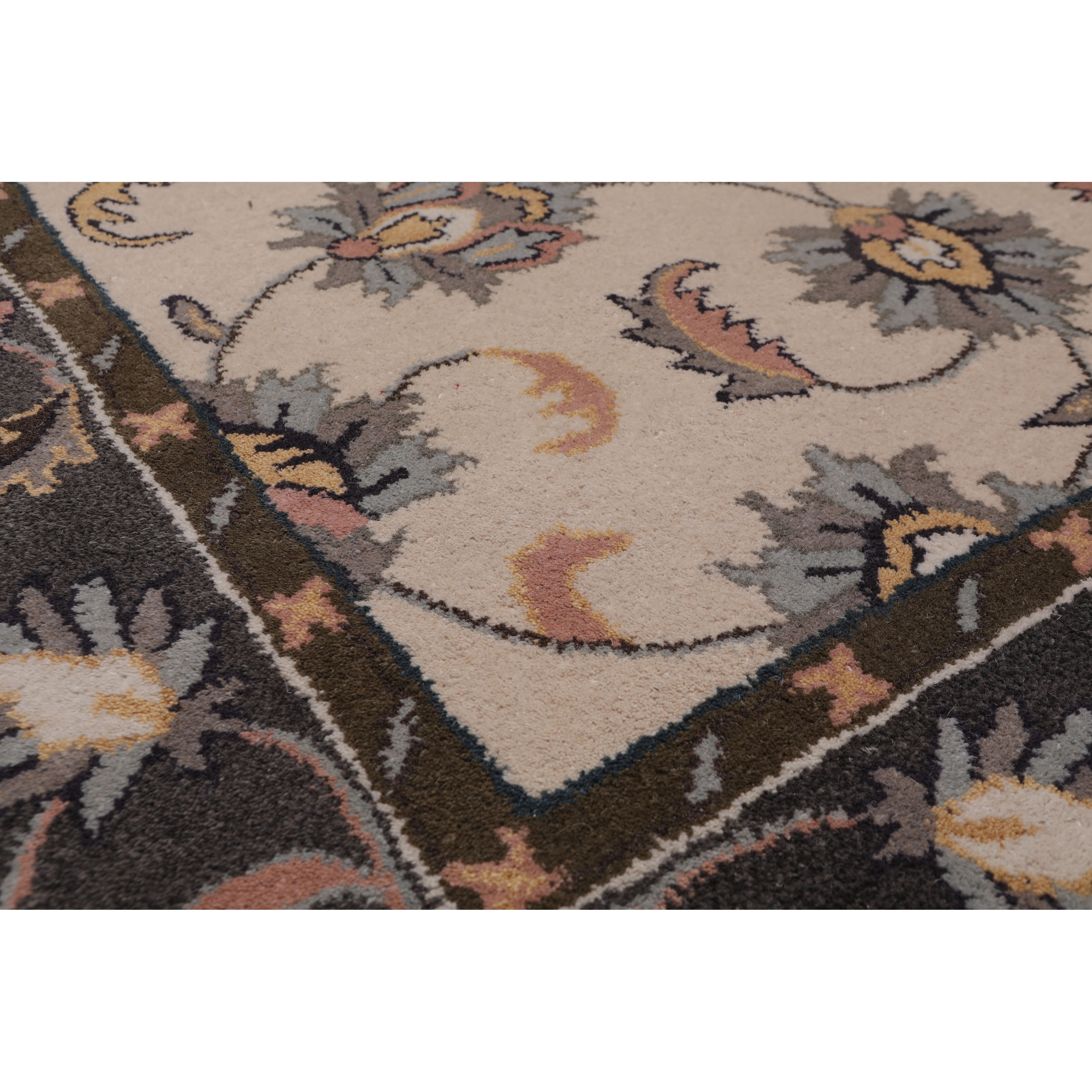 5 X8 Hand Tufted Wool Floral Kashan Oriental Area Rug Beige Grey Color 5 X 8 On Sale Overstock 31310720