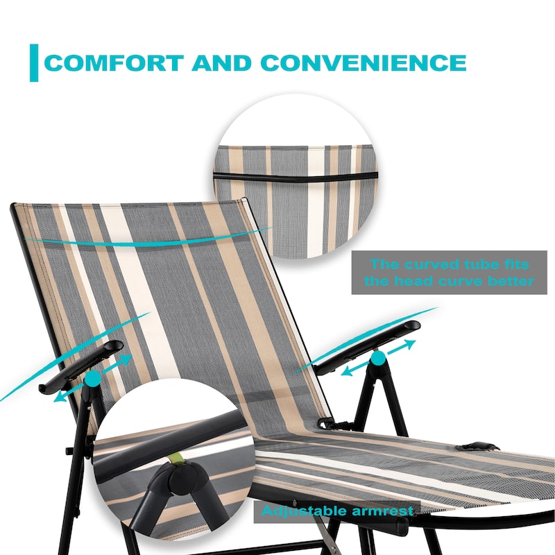 Nuu Garden Outdoor Folding Chaise Lounge with Adjustable Backrest