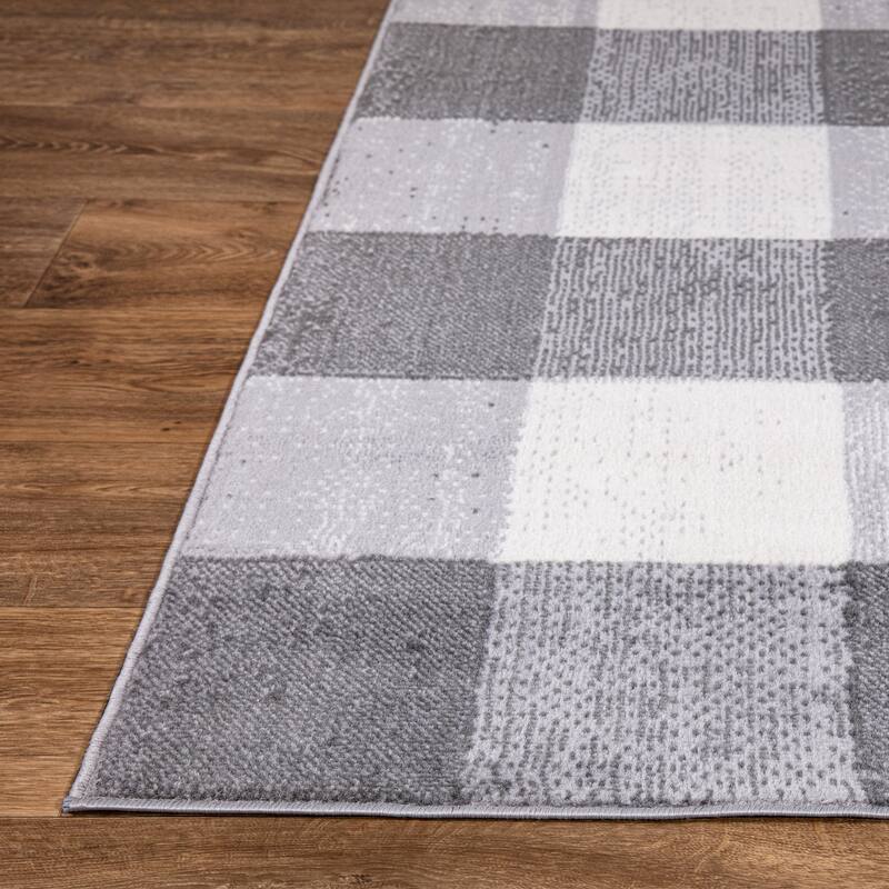 World Rug Gallery Plaid Check Farmhouse Area Rug