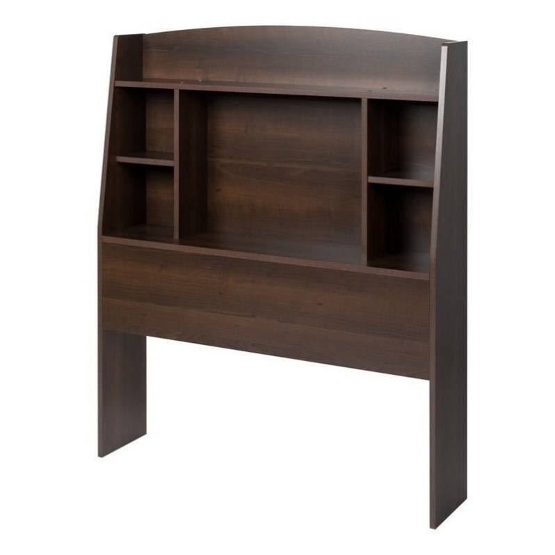 Twin size Bookcase Storage Headboard in Wood Finish - Espresso