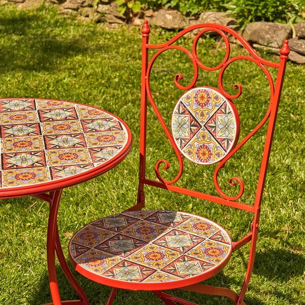 red mosaic bistro table