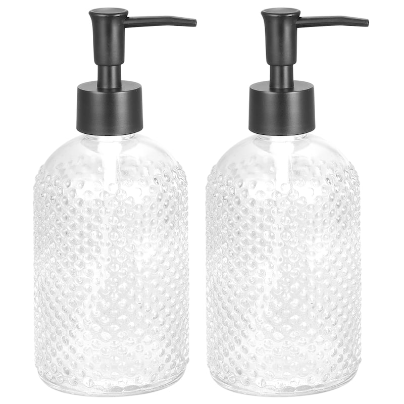 Soap Dispensers Set- 17Oz Empty Glass Dish Hand Soap Dispenser with Pump for Kitchen Bathroom, 2Pcs