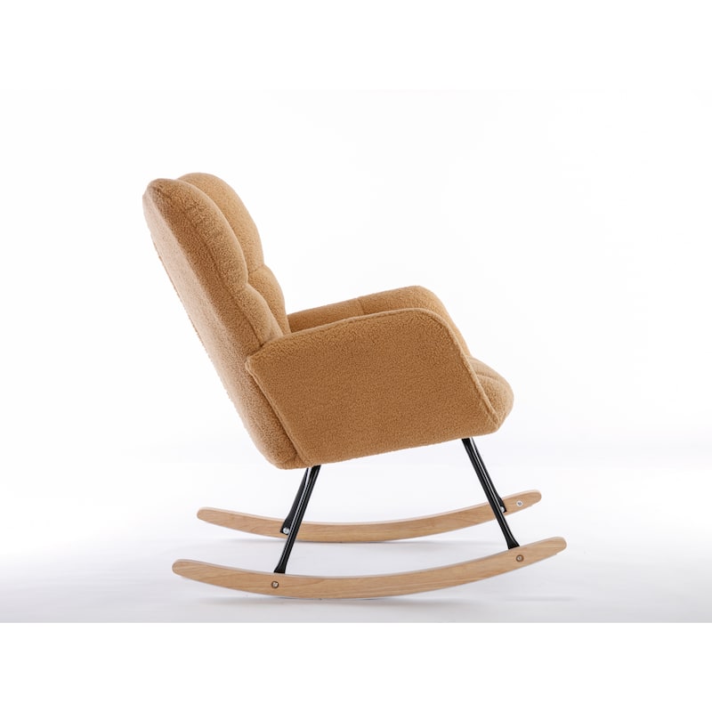 Khaki Teddy 31.5" High Back Buttons Tufted Rocking Chair