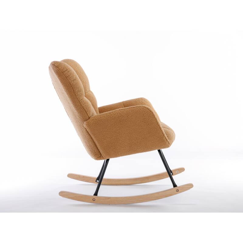 Teddy Fabric Rocking Glider Chair with Wooden Frame and 250lb Weight Capacity