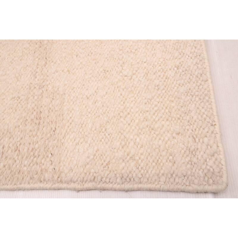 ECARPETGALLERY Hand Woven Looma Cream Wool Rug - 8'10 x 11'8