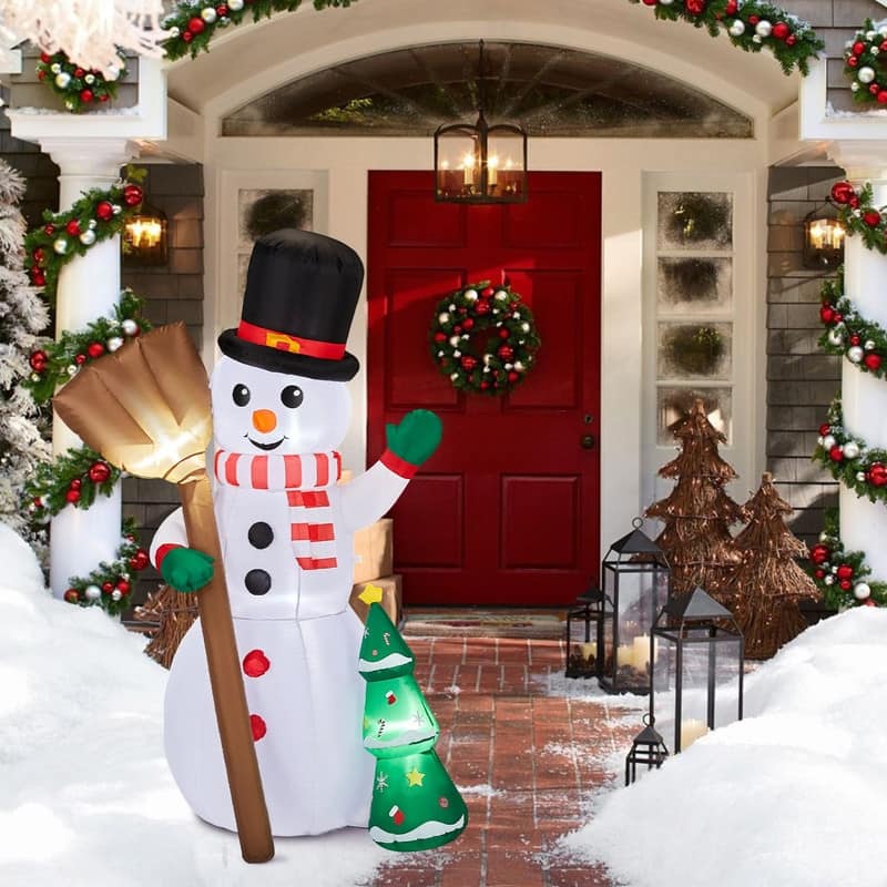 6.2FT Lighted Christmas Decoration Inflatable Snowman Holding Groom