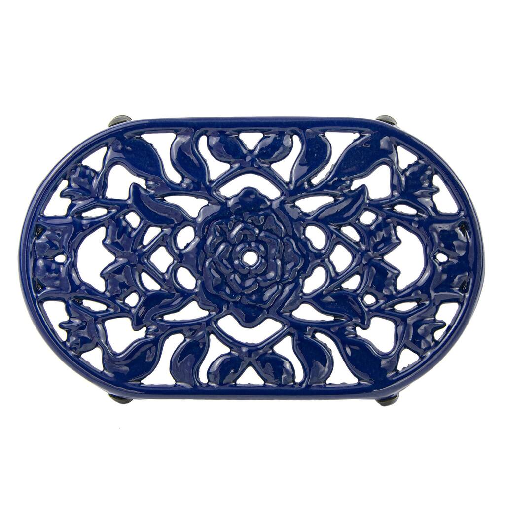Cobalt Blue Cast Iron Oval Trivet