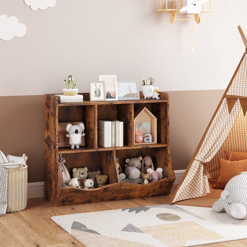 Toy Bookshelf and Bookcase, Multi Shelf with Cubby Organizer Cabinet for Storage Books and Toys