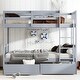 preview thumbnail 12 of 31, Twin Over Twin Rubber Wood Bunk Bed with 2 Drawers, Convertible into 2 Twin Beds Grey
