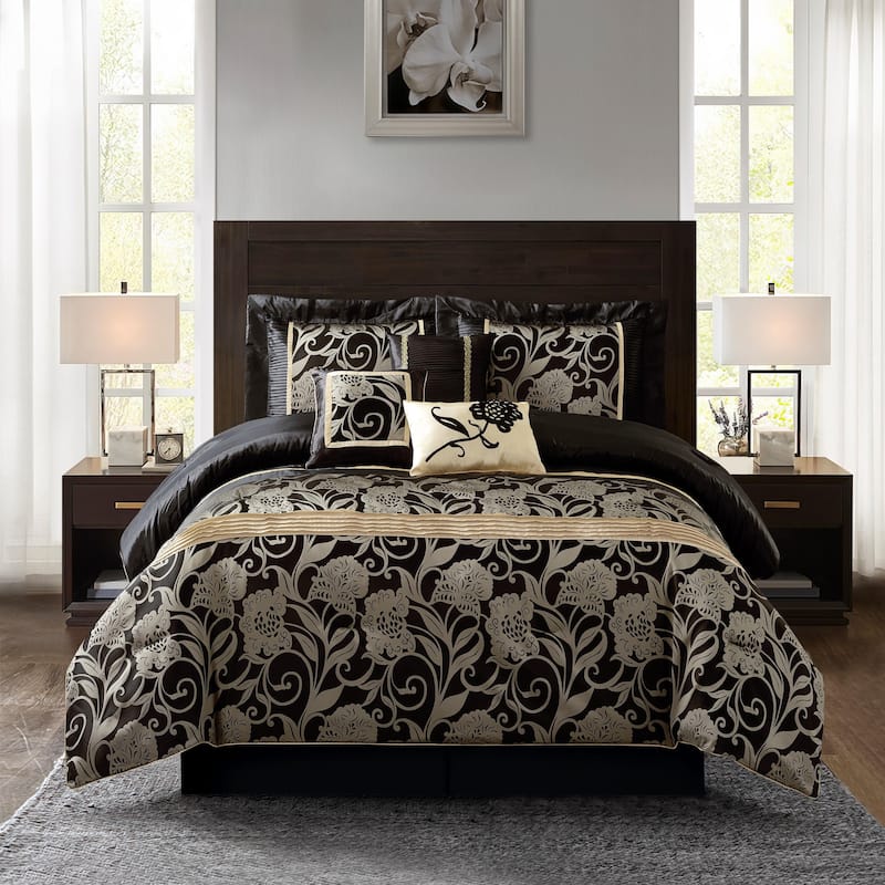 Nanshing Brie 7 Piece Floral Jacquard Comforter Set