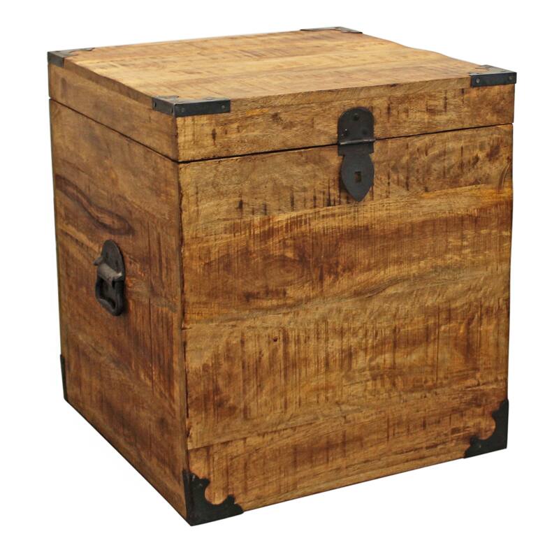 HomeRoots 20" Natural Brown Solid Wood Square End Table - 18.00 in. x 20.00 in. x 18.00 in.