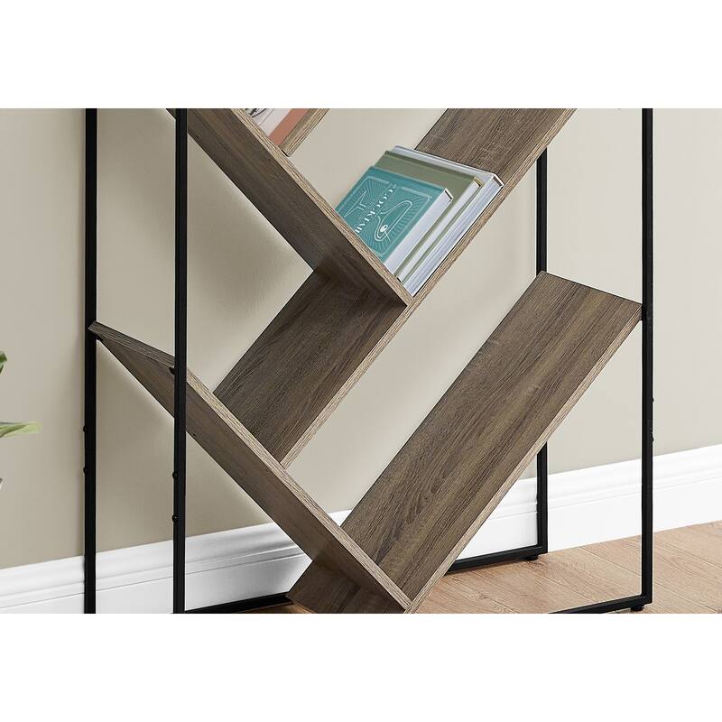 Modern Contemporary 3 Tier Bookshelf, 60"h Bookcase Black Metal Frame Etagere, for Living room Office Bedroom