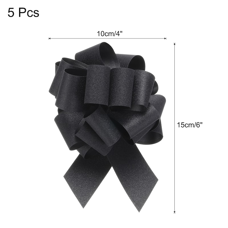 5pcs 7 Inch Large Pull Bow Gift Wrapping Big Pull Bows Ribbon - Black - 4 Inch