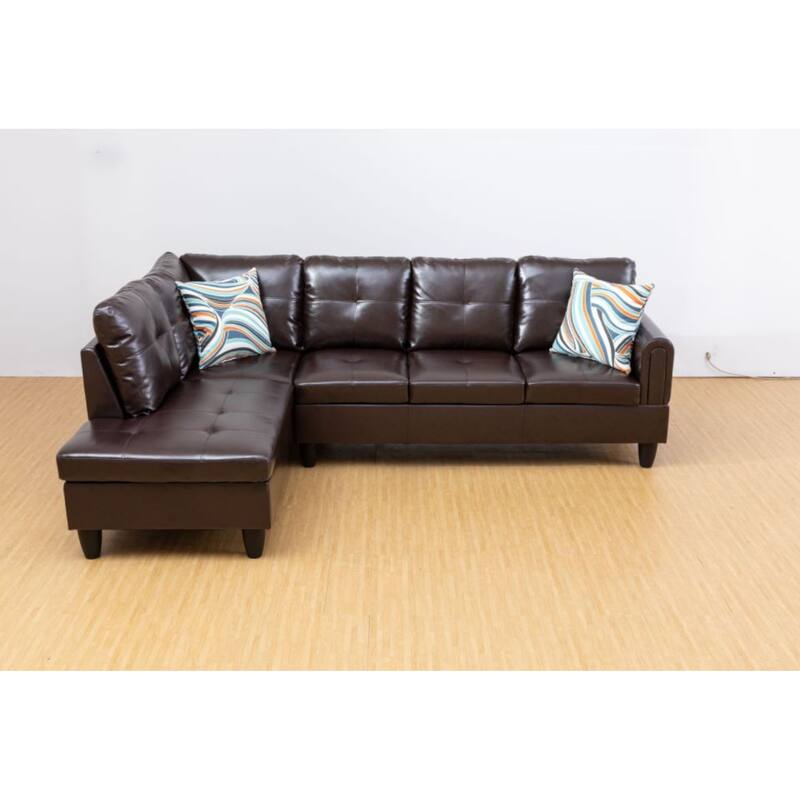 KISRAIS 97" Wide 2-Piece Vegan Leather Sectional Sofa Set without Ottoman for Small Space