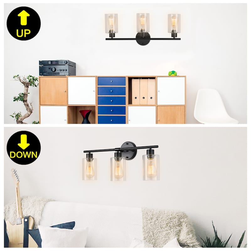 Modern 3-Light Dimmable Bathroom Vanity Lights, Industrial Wall Sconces, Modern Wall Lights - W22.83"x H8.46"