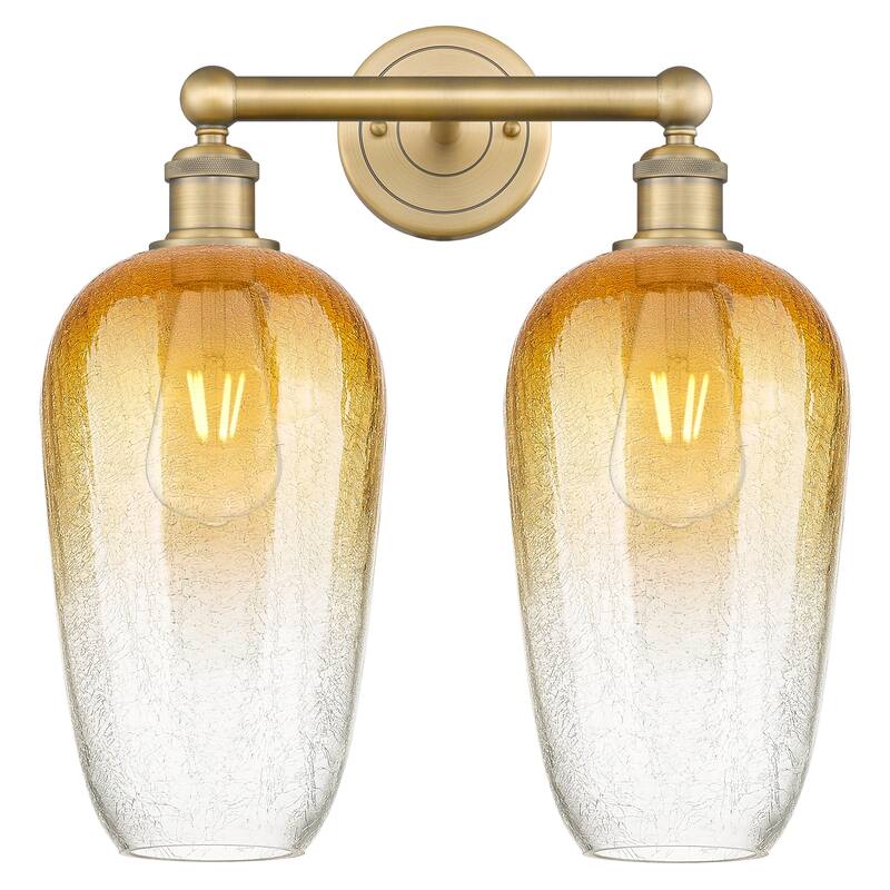 Innovations Lighting Endless Possibilities Edison - Brookhaven Flute - 2 Light 16" Bath Vanity Light - Brushed Brass/Amber