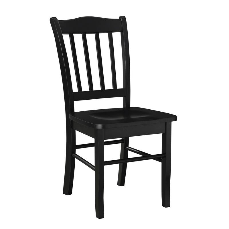 Nova 18 Inch Dining Side Chair Set of 2, Slatted Backrests, Jet Black Wood