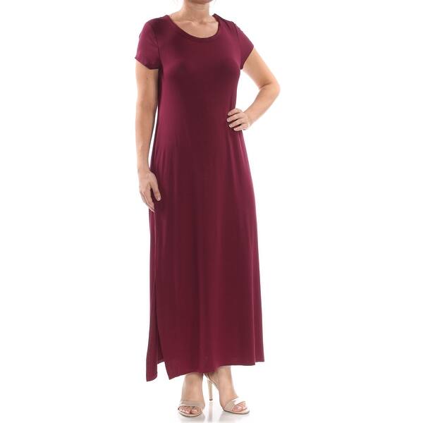 Shop Style Company Womens Burgundy Short Sleeve Maxi Dress