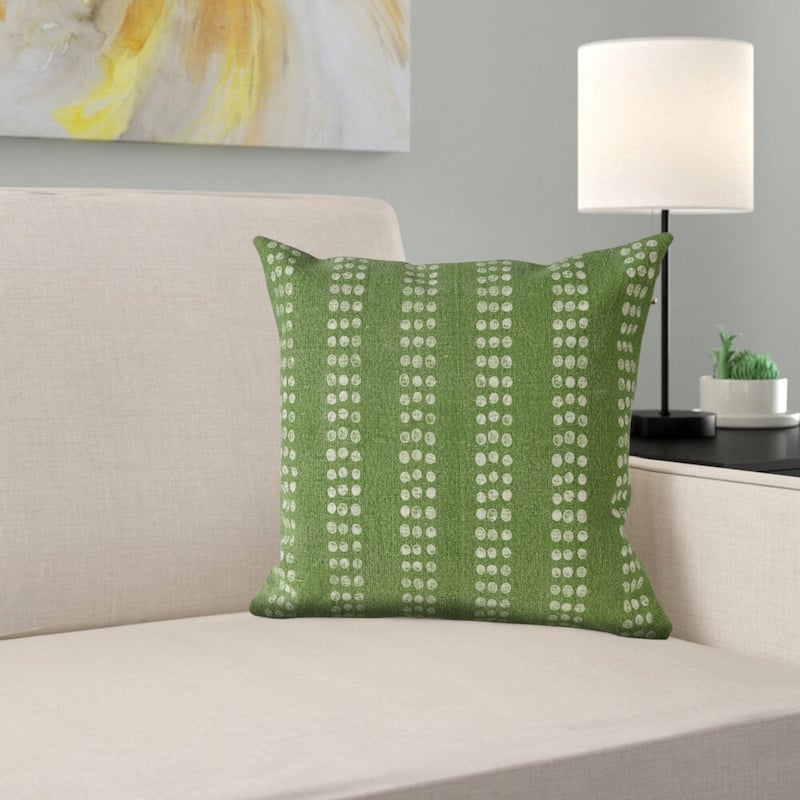 HomeRoots 20" X 20" Green And White 100% Cotton Striped Zippered Pillow