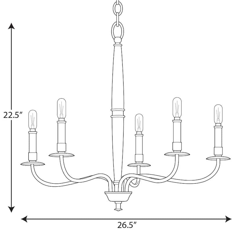 Durrell Collection 5-Light Brushed Nickel Coastal Chandelier Light - 12.500" x 30.000" x 13.000" - Grey