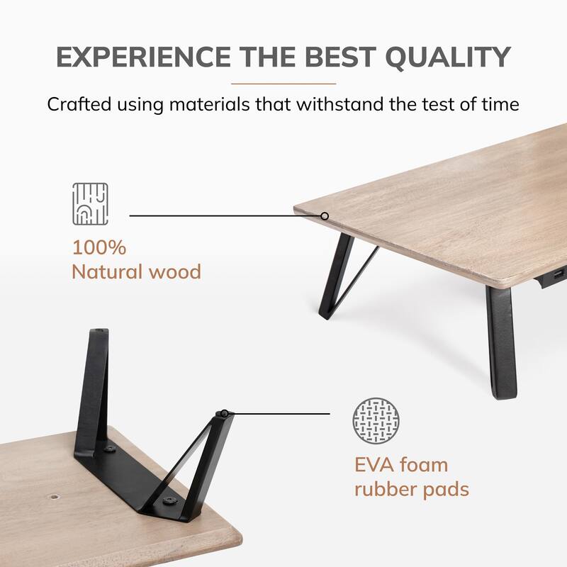 Jani Wood Monitor Stand Riser Desk - Ergonomic Design Stand, Desktop Organizer Table for Home, Office Workspace, Gaming Desk