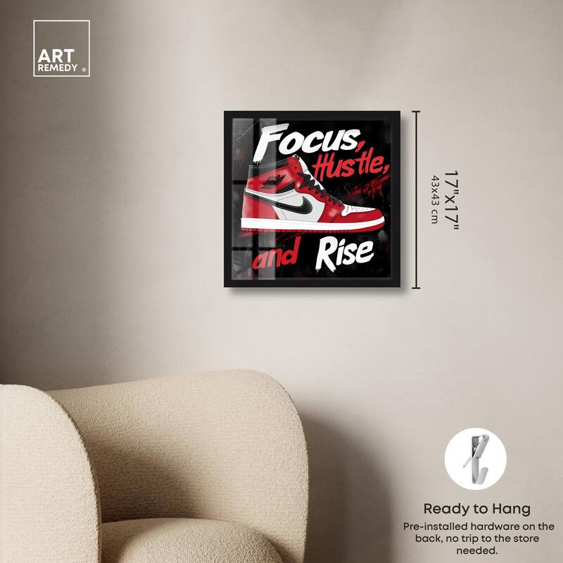 Hustle and Rise Sneaker Red Shadowbox by Art Remedy