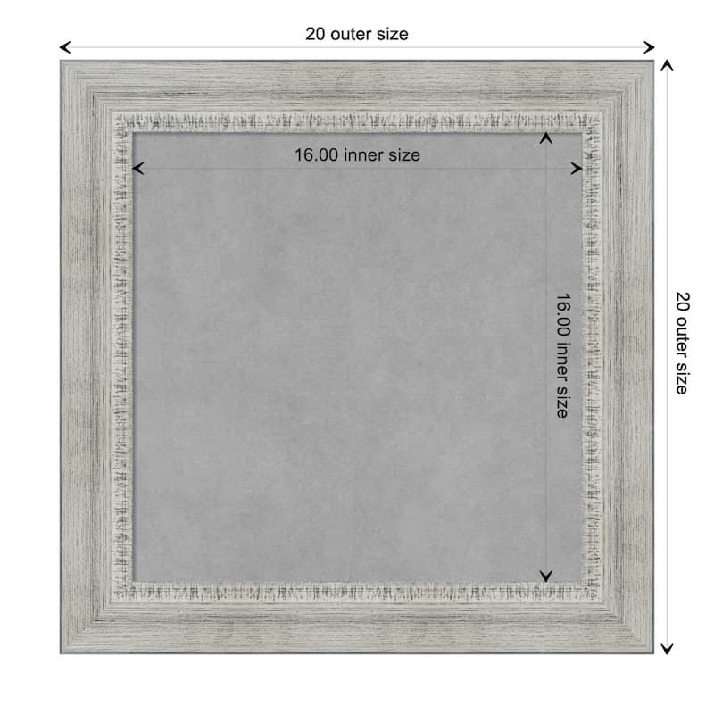 Amanti Art Rustic White Wash Framed Magnetic Board - Board Size 16x16