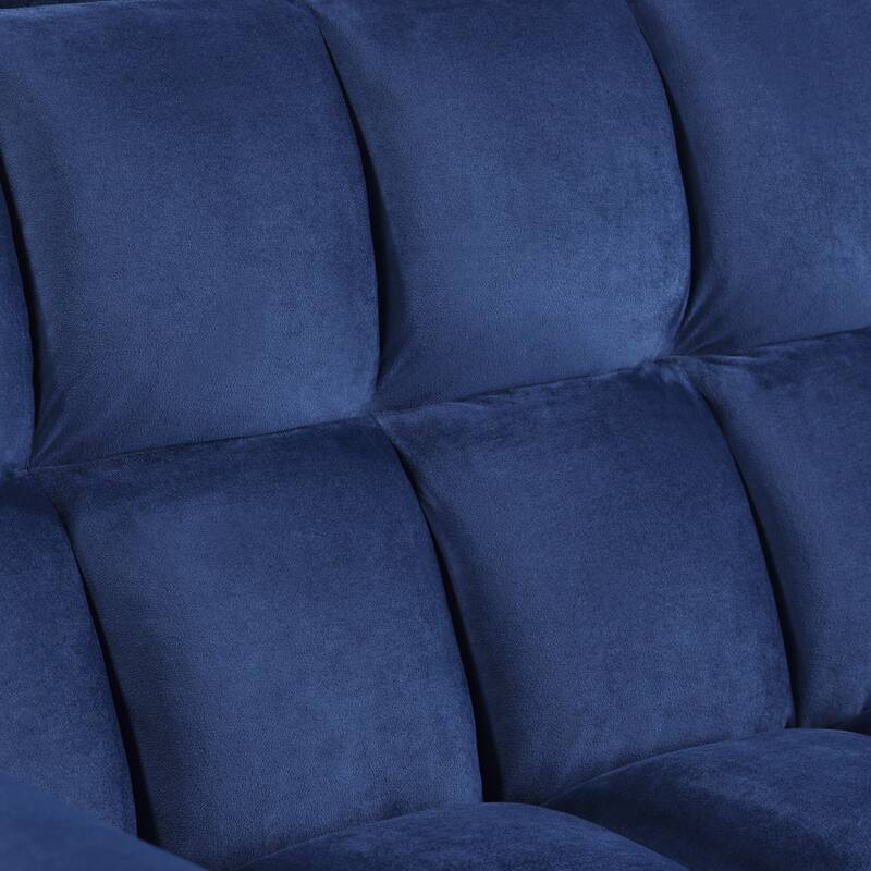 Modern 70" L 3-in-1 Multi-Functional Blue Sleeper Sofa with Iron Frame Pull-Out Loveseat