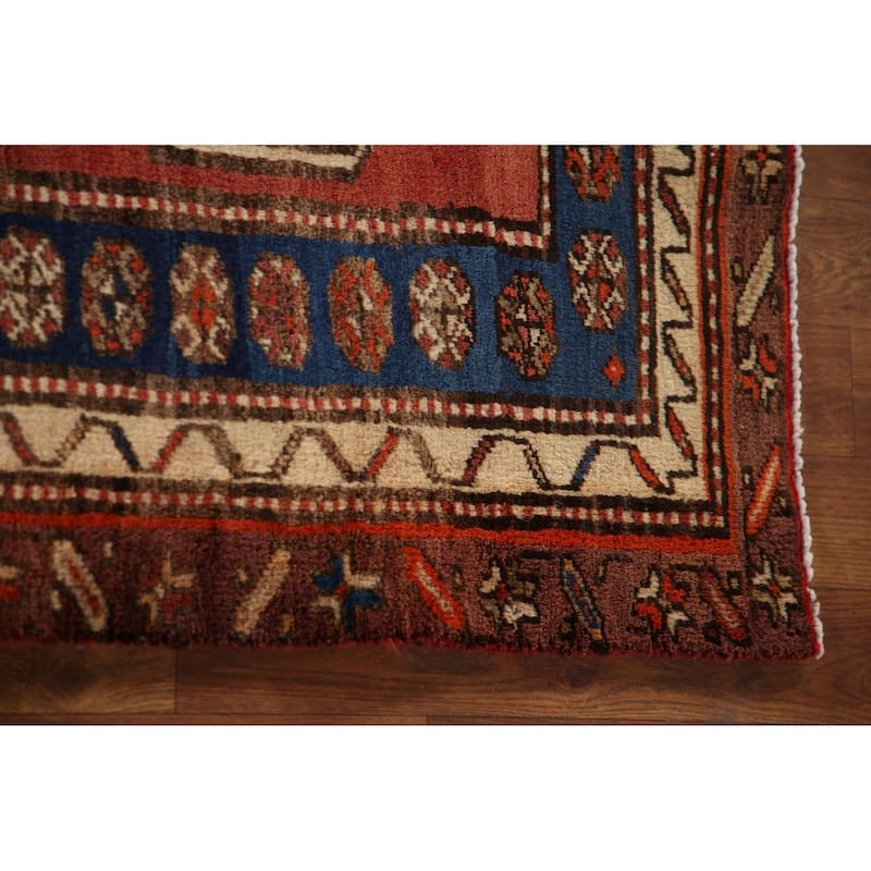 Vegetable Dye Orange Ardebil Persian Runner Rug Handmade Wool Carpet - 4'2"x 10'8"