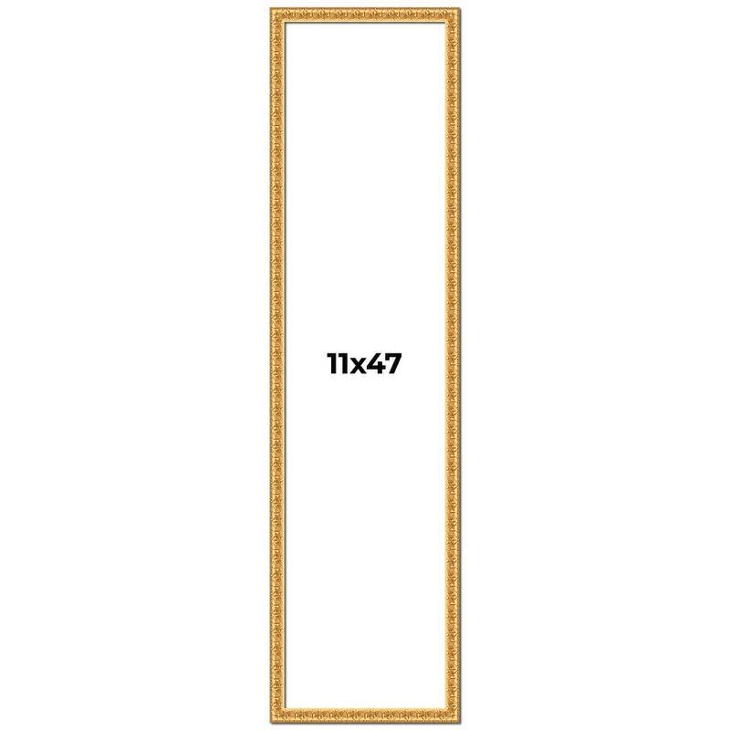 11x47 Frame Gold Real Wood Picture Frame Width 1 inches | Interior