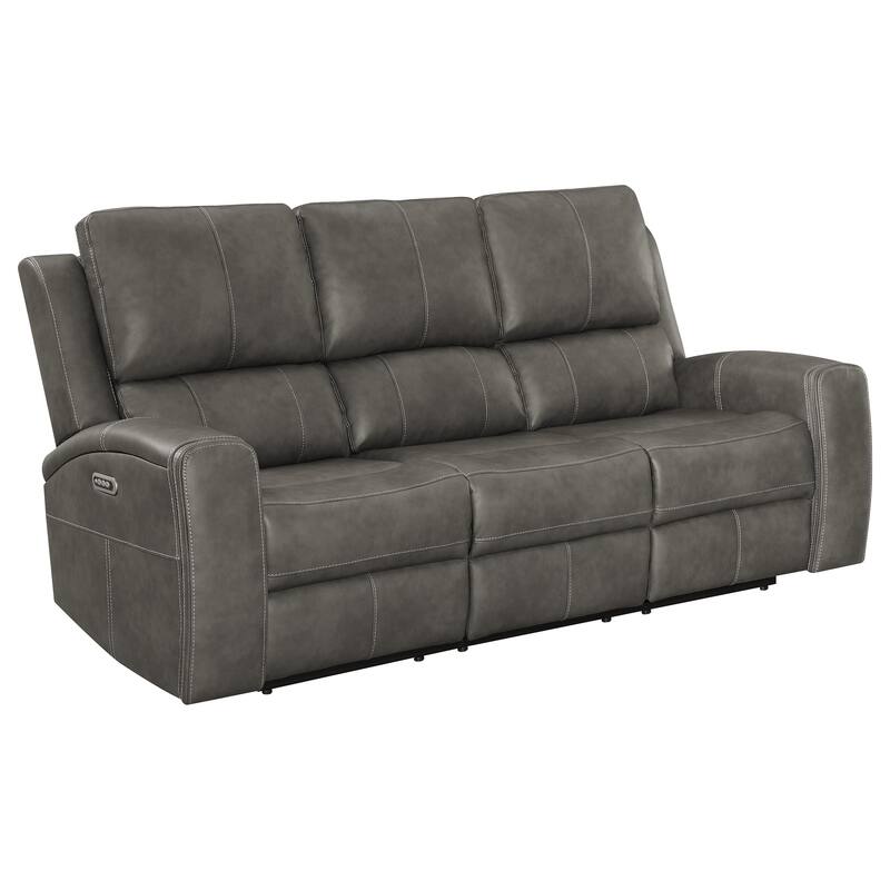 Brickston Triple Power Reclining Sofa - Charcoal