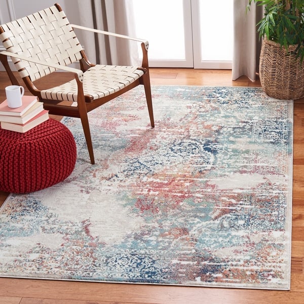 slide 2 of 7, SAFAVIEH Skyler Diny Vintage Boho Distressed Rug - Beige/Burgundy - 5' 5" x 7' 7"