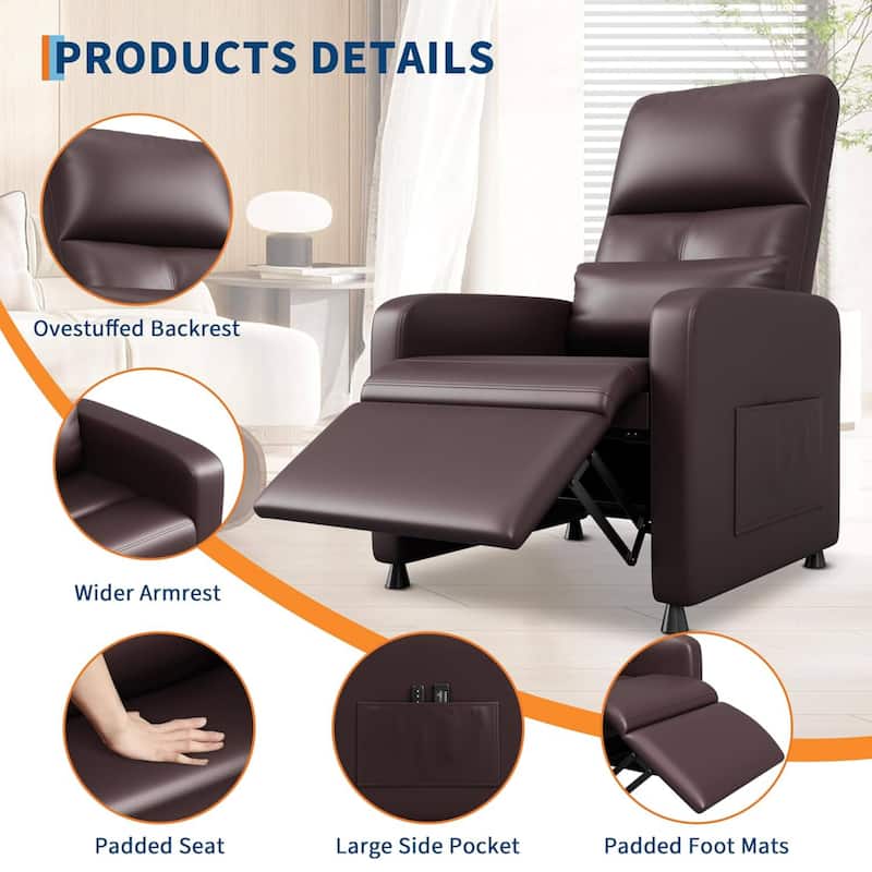Adjustable Electric Power Recliner Chair, Single Sofa with Massage and Heat for Living Room