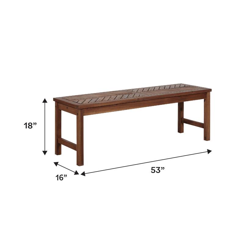 Walker Edison Elephant Point Acacia Wood Chevron Bench