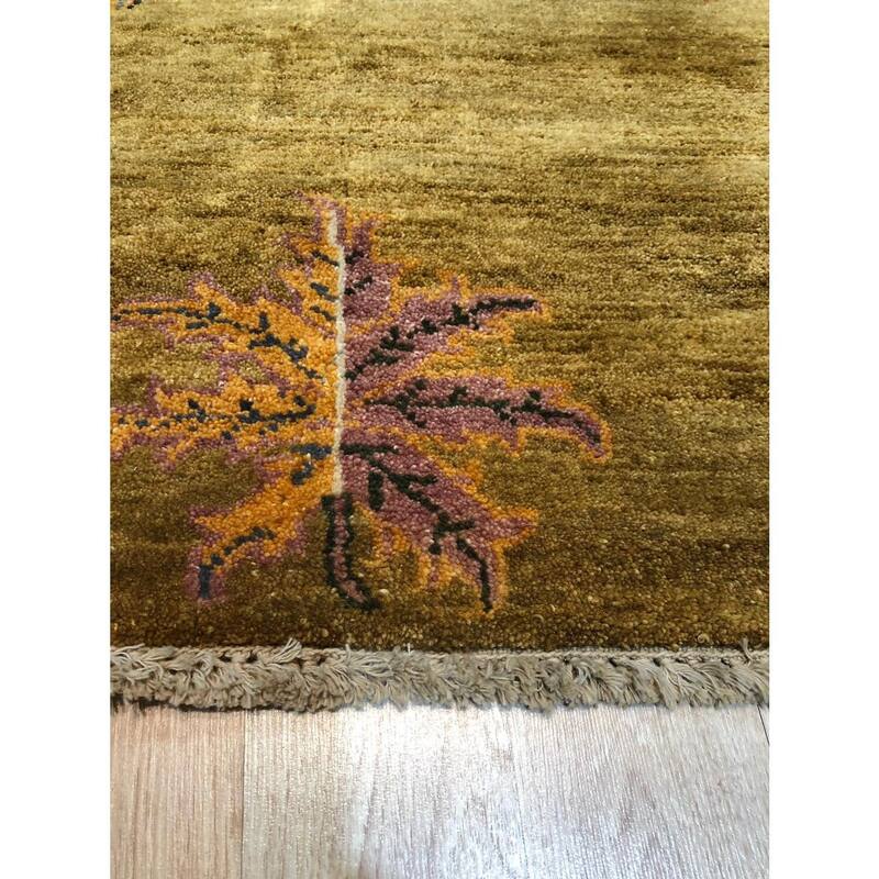 Brown Handmade Wool Transitional Ningxia Rug, 3'10 x 5'9, Hand Knotted Wool, Subtle Shading, Elegant Design - N/A