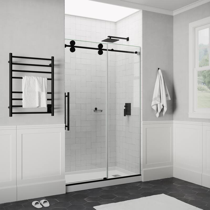 ANZZI Series 56 to 60 in. x 76 in. Frameless Shower Door with Sliding with Tsunami Guard Tempered Clear Glass