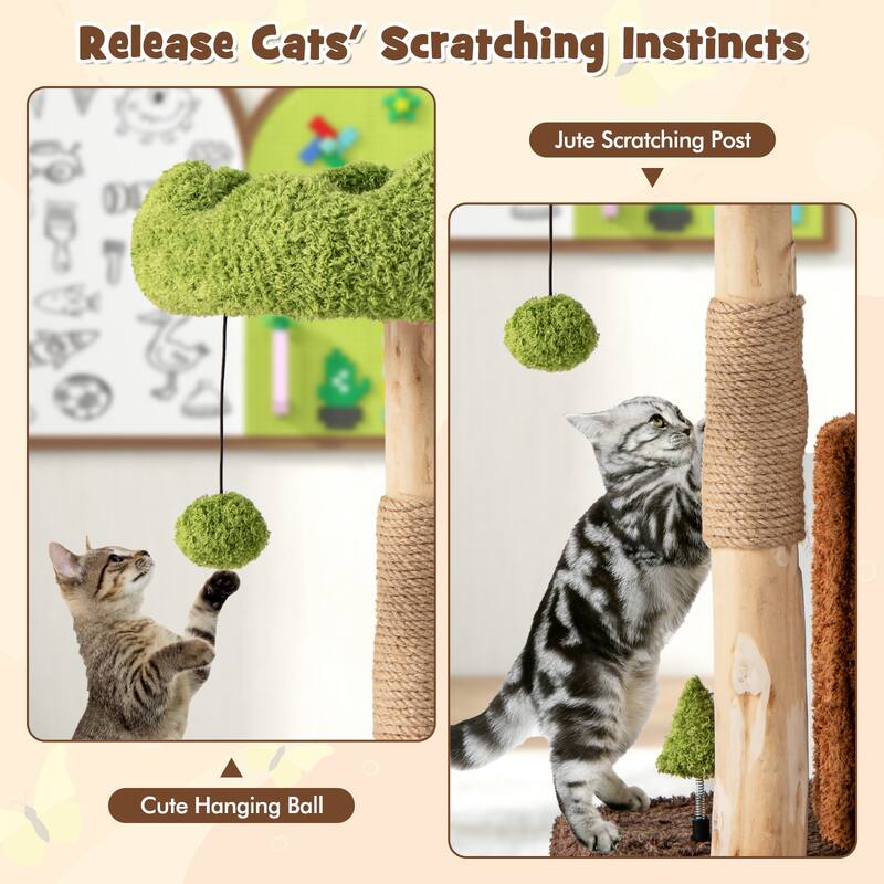 Cat Tower with Top Perch and Scratching Post for Claw Care - 23.5" x 18" x 29"
