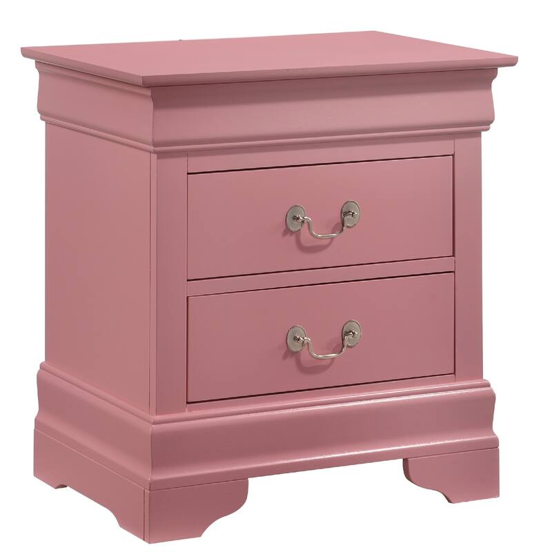 Wooden 2-Drawer Nightstand - 24" - Pink