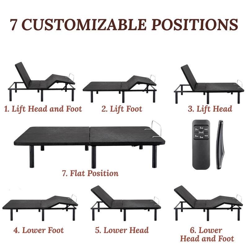 Adjustable Metal Bed Frame with Wireless Remote – Value Sleep Upgrade with Head & Foot Tilt, Low Profile Design