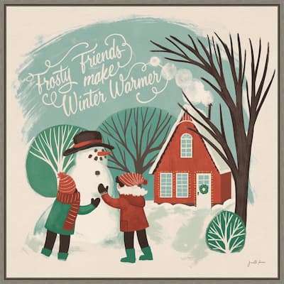 Winter Bliss III Snowman by Janelle Penner Framed Canvas Wall Art