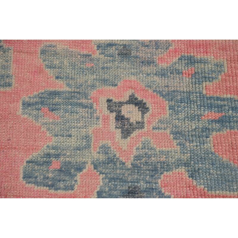 Hand Knotted Oriental 100% Wool Carpet Transitional All-Over Pink Oushak Area Rug - 12' 5'' X 9' 5''