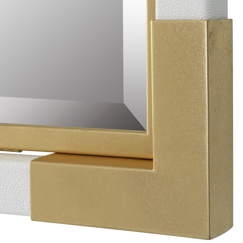 Malik Beveled Rectangular Wall Mirror - 38" - White and Gold