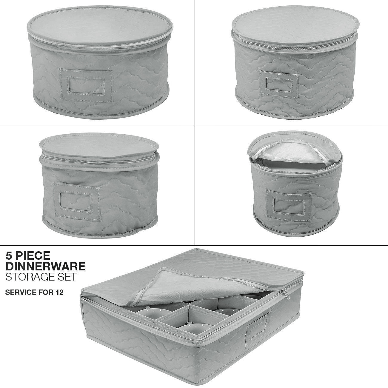 Dinnerware Plate and Cup Storage Set – 5 Piece, Non-Quilted, Grey —  StorageLAB