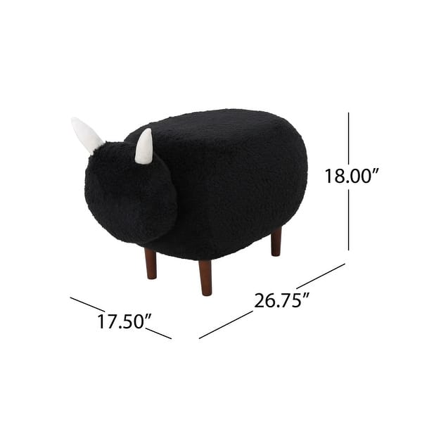 dimension image slide 0 of 3, Pearcy Faux Fur Sheep Ottoman by Christopher Knight Home - 26.75" L x 17.50" W x 18.00" H